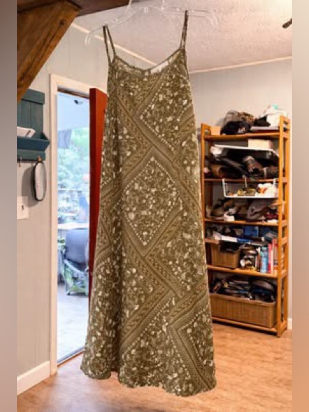 Planet Gold Olive Floral Midi Slip Skirt